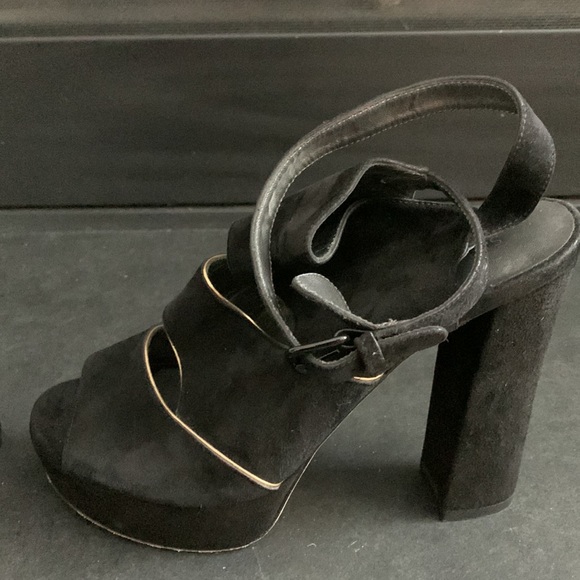 Stuart Weitzman slits suede platform black size 8m - Picture 6 of 9